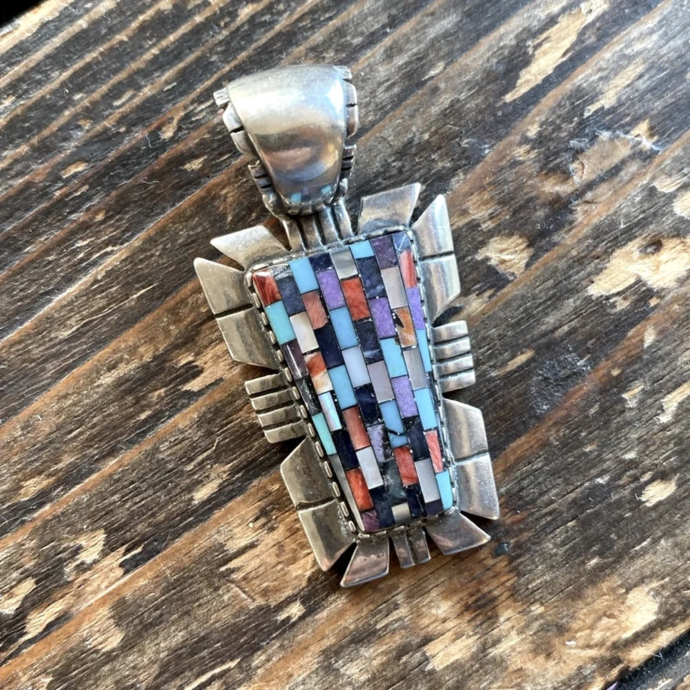 Vintage Sterling and Turquoise Southwestern Pendant